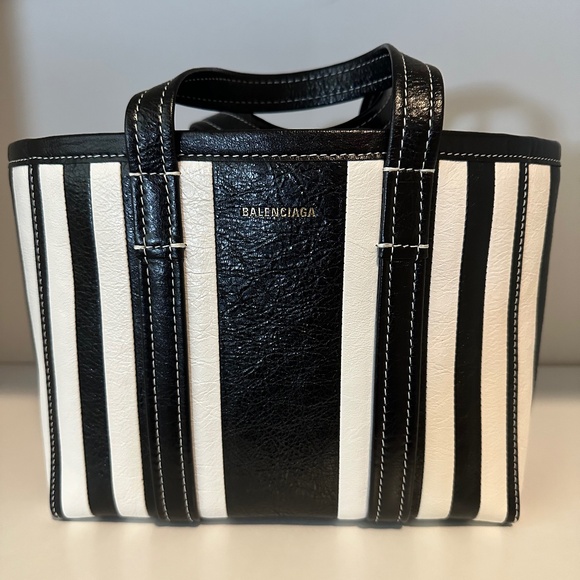 Balenciaga Agneau Arena Striped Patchwork Small Barbes East West Shopper - Picture 1 of 10